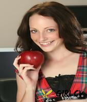 adorable schoolgirl tabitha undressing and toying her bald beaver