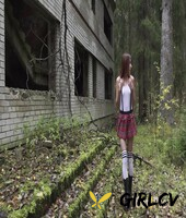 schoolgirl anya takes a pee out back of an abandoned building during the day129406