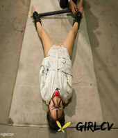 hot gabriella paltrova gets dressed in a straitjacket & hung from the ceiling217085