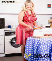 blonde bbw charlotte uncovers her big tits while getting naked in a kitchen 72614029