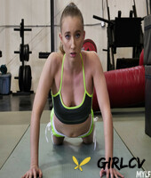 blonde with a ponytail riley reyes gets stripped oiled up & fucked at the gym92331