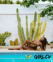 curvy ebony model aziza shows her natural tits and poses in the pool