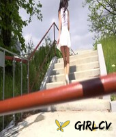 brunette teen elena takes a badly needed piss on public steps135336