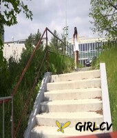 brunette teen elena takes a badly needed piss on public steps135337