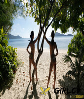 salacious fox twins strip their bikinis and pose naked on the beach195051