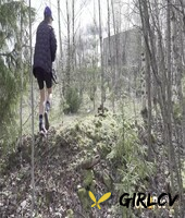 white girl nastya takes a badly needed pee while hiking in the woods212861