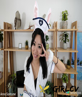 japanese teen anna saotome takes off her uniform while wearing a bunny hat 69079949