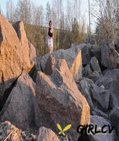 brunette chick violet rilz takes a piss on a pile of rocks 80711911