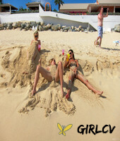 blonde lesbian bibi noel & her slutty gfs fool around while naked at the beach