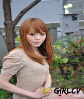 hot japanese girl with red hair reika kitahara poses outdoors in a short dress225070