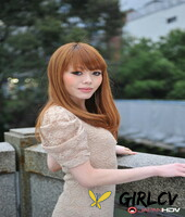 hot japanese girl with red hair reika kitahara poses outdoors in a short dress225072