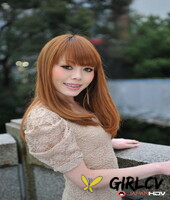 hot japanese girl with red hair reika kitahara poses outdoors in a short dress225074