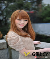 hot japanese girl with red hair reika kitahara poses outdoors in a short dress225075