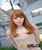 hot japanese girl with red hair reika kitahara poses outdoors in a short dress225062