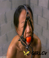 gagged asian kelana gets her tits whipped while restrained in a ball & chain93111