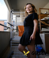 italian hottie meleida tosca flashes her cunt before stripping naked at home