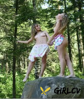 blonde twins sascha m & mascha show their sweet teen tits outdoors86794