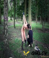brunette slave athina tied to tree for outdoor spanking & deepthroat face fuck108715