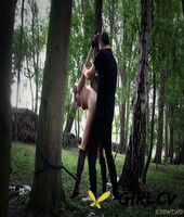 brunette slave athina tied to tree for outdoor spanking & deepthroat face fuck108718