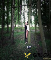 brunette slave athina tied to tree for outdoor spanking & deepthroat face fuck108708