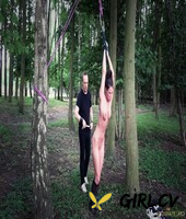 brunette slave athina tied to tree for outdoor spanking & deepthroat face fuck108711