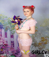 young looking girl sally gets naked while wearing a garter in puffballs137092