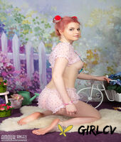 young looking girl sally gets naked while wearing a garter in puffballs137096