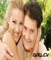 young babe with a lesbian granny teasing pussies outdoor134667