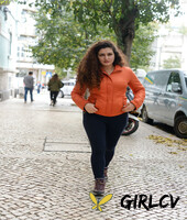 lovely chubby doll with curly hair lili toying herself in nature