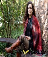 lovely chubby doll with curly hair lili toying herself in nature