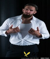 muscular gay shows off his athletic naked body and his big dick