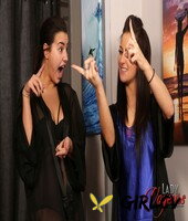 hot brunettes lola & lilly strip to their lingerie in front of their roommate225726
