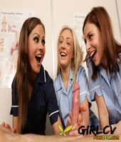 three british nurses give a patient a much-needed cfnm blowjob