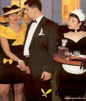 horny lady and a maid show their cunts and share a butlers cock in stockings85799