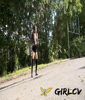 white girl katy rose takes a piss on a road while wearing hooker socks173601