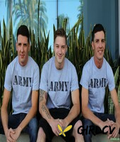 three army brats pose outdoors before a gay threesome gets underway182861