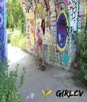 tattooed redhead foxie t takes a piss in a graffitied underpass143045