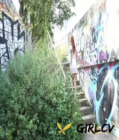 tattooed redhead foxie t takes a piss in a graffitied underpass143047