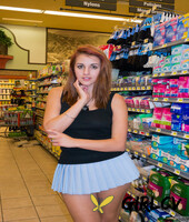 shameless teen tabitha bishara flashes her pink panties at the store