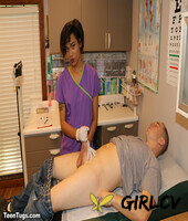 nurse jasmine barnes gives a hung stud a hanjob with her latex gloves on
