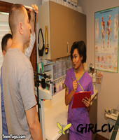 nurse jasmine barnes gives a hung stud a hanjob with her latex gloves on