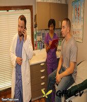 nurse jasmine barnes gives a hung stud a hanjob with her latex gloves on
