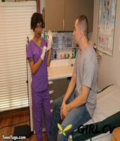 nurse jasmine barnes gives a hung stud a hanjob with her latex gloves on