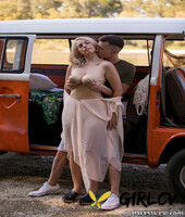 babe ambra dolce poses and teases with her great tits before anal sex in a van