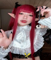 redhead asian babe with pointy ears liz poses in a seductive lingerie149040